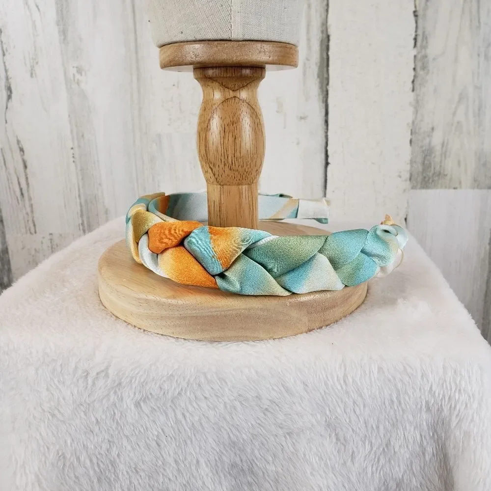 Green And Orange Braided Headband